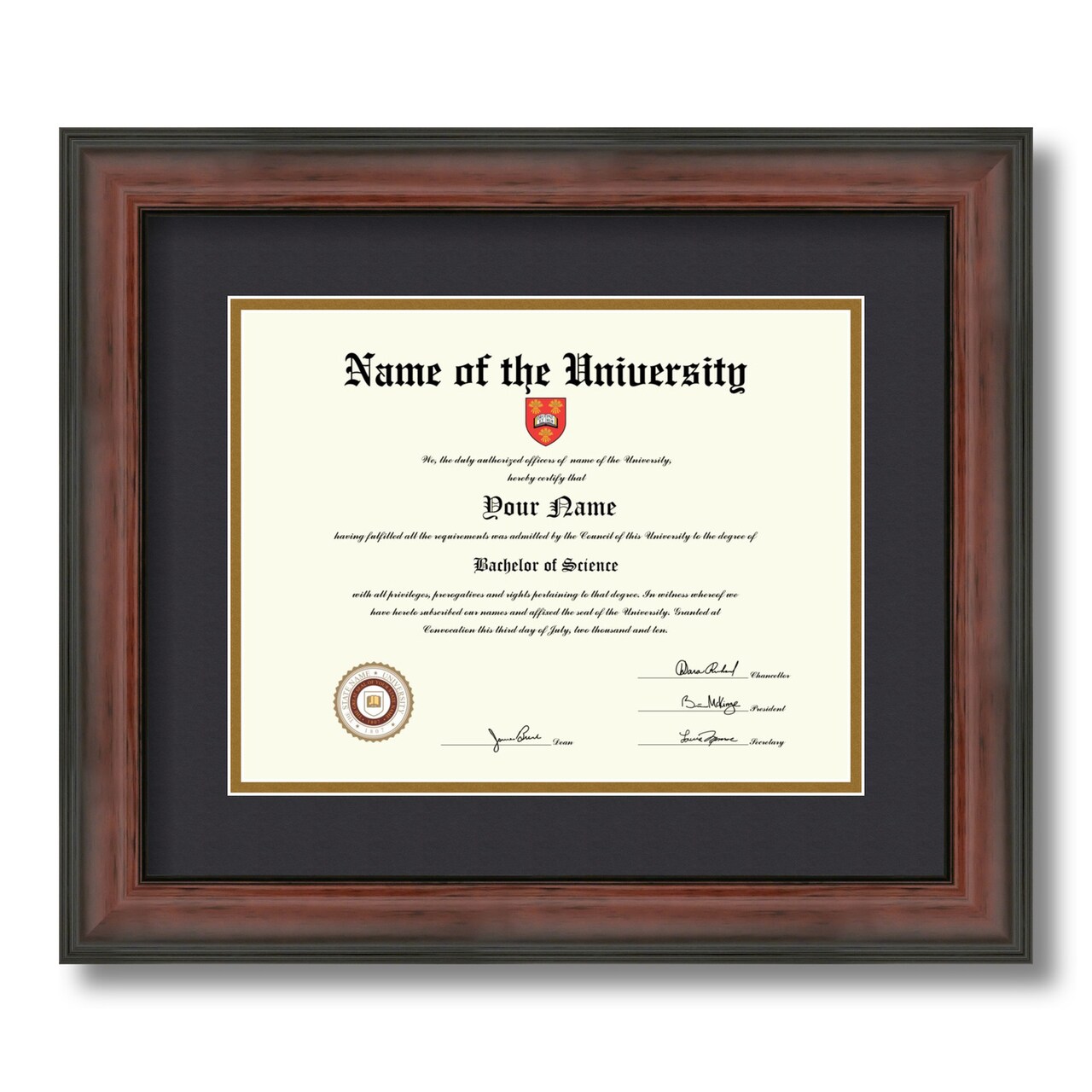 ArtToFrames 8.5x11 inch Diploma Frame - Framed with Black and Gold Mats, Comes with Regular Glass and Sawtooth Hanger for Wall Hanging (D-8.5x11)